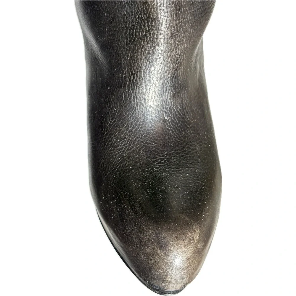 AllSaints Black Leather Over The Knee Thigh High Heel Boots Brazil Size 38 7.5-8